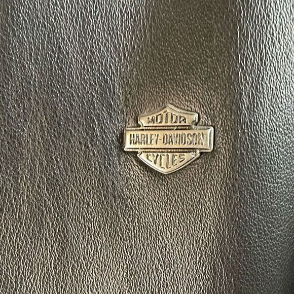 Harley Davidson Womens Leather Motorcycle Jacket Embroidered Logo Size XL Vtg - Picture 8 of 15